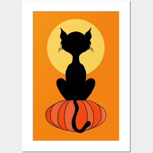 Kitten on the Halloween Pumpkin Posters and Art